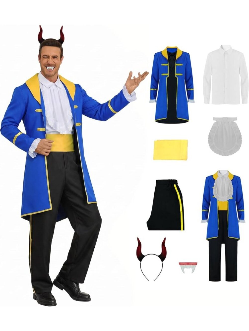 Victorian Prince Charming Costume Set for Men - Tailcoat Halloween Outfit